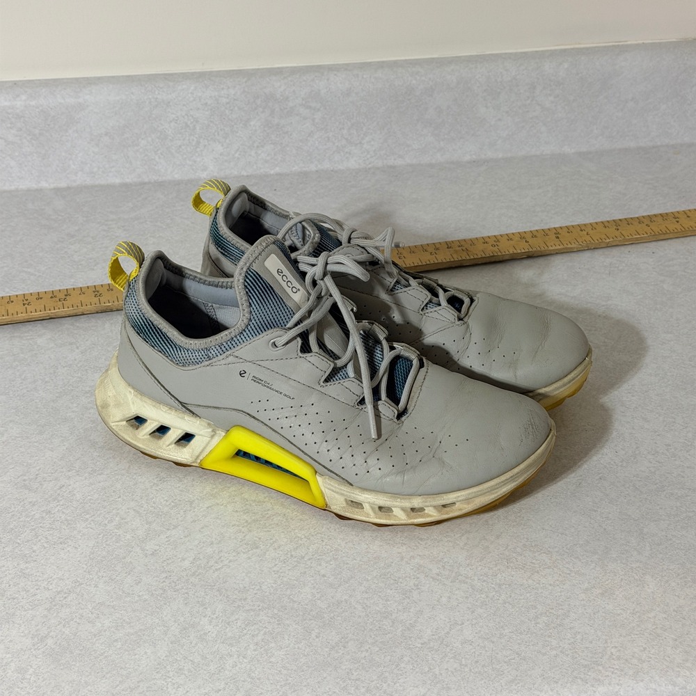 ECCO Biom C4 Performance Golf Shoes Grey Yellow Gore-Tex Waterproof Mens 6-6.5